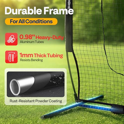 VIVOHOME Baseball Softball Batting Net - 7x7 Ft Baseball Backstop, Softball Practice Net for Hitting, Pitching, Throwing with Batting Tee and Carry Bag - style: 7 x 7 ft Black Net with Tee