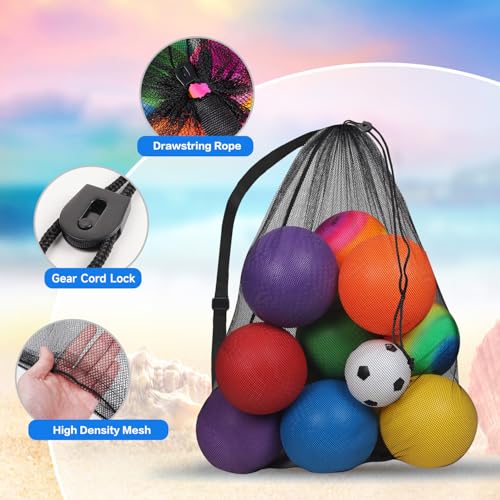 GSE Games & Sports Expert 24x36/30x40 X-Large Mesh Sports Equipment Drawstring Bag for Soccers, Basketballs, Footballs - color: Black, style: 30"x40" - 1-pack