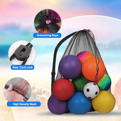 GSE Games & Sports Expert 24x36/30x40 X-Large Mesh Sports Equipment Drawstring Bag for Soccers, Basketballs, Footballs - color: Black, style: 30"x40" - 1-pack