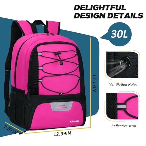 Goloni Soccer Bag, Basketball Bag with Ball Compartment & Shoe Compartment,Large Soccer Backpack for Basketball,Gym，Football - color: Pink