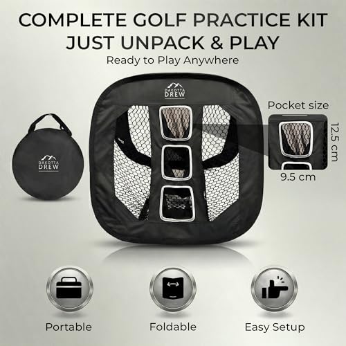 Golf Chipping Net with 20 Foam Balls, Hat Clip, Ball Marker & Carrying Bag for Indoor & Outdoor Practice, Portable Golf Practice Net for Backyard Golf Training