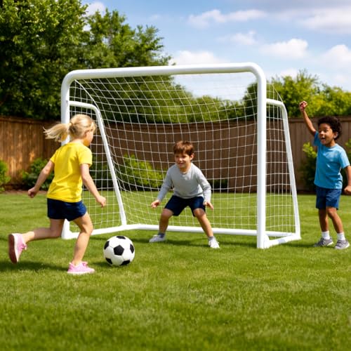 MOPHOTO Soccer Goal, 6X4/8x6/10x6.5/12x6/16x7/18.5x6.5/21x7/24x8ft Soccer Goals for Backyard, Full Size Soccer Goal for Teens & Adults Training - size: 8x6FT, style: Alloy Steel-Foldable