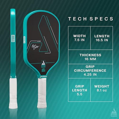 JOOLA Ben Johns Hyperion CFS Pickleball Paddle – Carbon Surface with High Grit & Spin, Elongated Handle, USAPA Approved Ben Johns Paddle - color: Crash Aqua