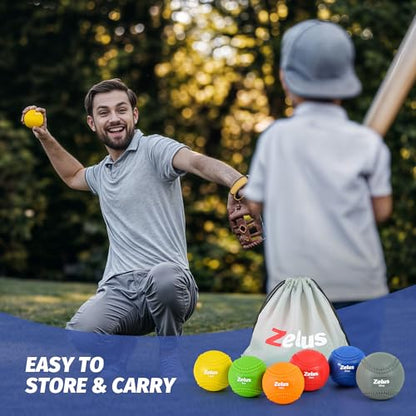 ZELUS Weighted Baseball Set with Seams for Hitting Pitching, Plyometric Baseballs with Carry Bag, Variable Weighted Balls for All Skill Levels - color: Advanced Training(6 Pack)