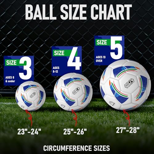 VAVOSPORT Soccer Ball Set – Official Size 3, 4, 5 Soccer Balls with Pump & 6 Cones, Waterproof TPU Leather Soccer Training Equipment for Kids, Youth & Adults, Gifts for Sports Play and Outdoor Games - size: Size 5