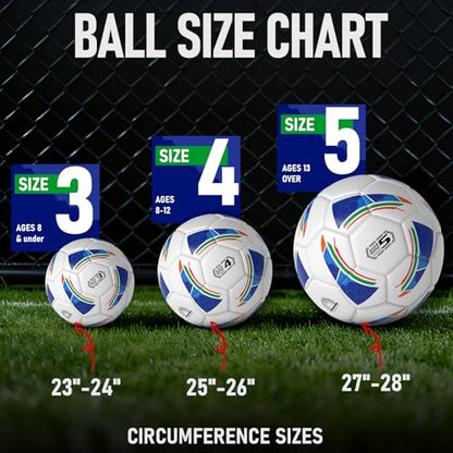VAVOSPORT Soccer Ball Set – Official Size 3, 4, 5 Soccer Balls with Pump & 6 Cones, Waterproof TPU Leather Soccer Training Equipment for Kids, Youth & Adults, Gifts for Sports Play and Outdoor Games - size: Size 4
