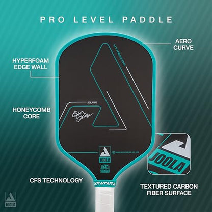 JOOLA Ben Johns Hyperion CFS Pickleball Paddle – Carbon Surface with High Grit & Spin, Elongated Handle, USAPA Approved Ben Johns Paddle - color: Crash Aqua