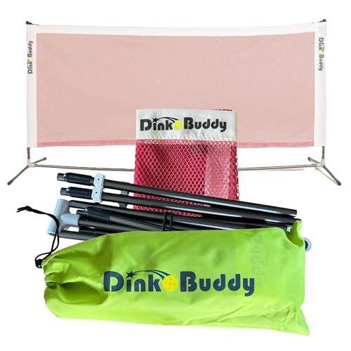 Mini Pickleball Net Set - Ultraportable, Fits in Backpack - 11-ft, 6-ft or 6-ft x 2-Pack Options, or 4-ft for Kids - Pickleball Net Portable Outdoor/Indoor Play - Sports Kit for Women, Men & Kids - color: Pink Net, size: 6-ft