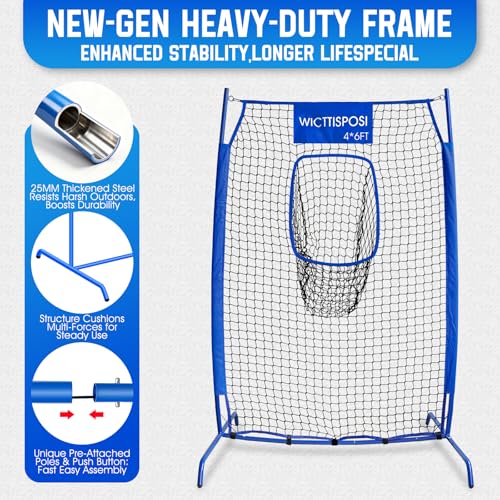 Football Throwing Net, Upgrade Heavy Duty Metal Frame Quarterback Training Equipment Throwing Machine with 1-4 Targets, Easy Setup Football Target Practice with CarryBag, Allweather Indoor Outdoor Use - size: 4 FT × 6 FT
