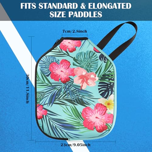 Pickleball Paddle Cover, Neoprene Racket Sleeve with Zipper, 11.8" * 9.05" Soft & Durable Pickleball Paddle Protection Cover 1Pc & 2 Pcs - color: Floral 1 Pc