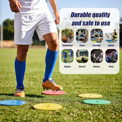 50 Pcs 6 inch Flat Cones Spot Markers Non-Skid Floor Hole Soccer Cones Field Court Spot Markers Flat Discs Soccer Training Equipment for Football Sports Speed Agility Practice