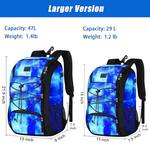 MATEIN Baseball Backpack, Softball Bat Bag with Shoes Compartment for Youth, Boys and Adult, Lightweight Baseball Bag with Fence Hook Hold TBall Bat, Batting Mitten, Helmet, Caps, Teeball Gear - color: Galaxy Blue, size: 47L