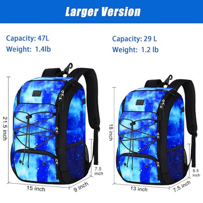 MATEIN Baseball Backpack, Softball Bat Bag with Shoes Compartment for Youth, Boys and Adult, Lightweight Baseball Bag with Fence Hook Hold TBall Bat, Batting Mitten, Helmet, Caps, Teeball Gear - color: Galaxy Blue, size: 47L
