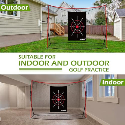 10x7ft Golf Net: Golf Hitting Practice Nets for Backyard Driving Real Balls, Heavy Duty Golfer Training Net with Mat for Outdoor/Indoor/Garage/Basement Hitting Swing Chipping, Golfer Gift for Men Dad