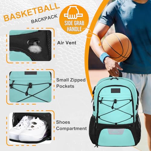 Goloni Soccer Backpack,Basketball Backpack with Ball Compartment & Shoe Compartment,Backpack for Basketball,Soccer - color: Mint Green