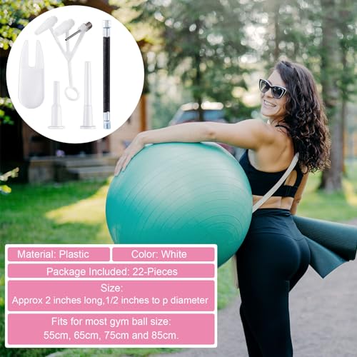 HINZIC Yoga Ball Plug, Fitness Exercise Ball Air Stopper Plug Pin Adapter Kit, Exercise Ball Plug Replacement Kit with Needle Nozzle Rubber Hose Balloon for Yoga Volleyball Soccer Basketball