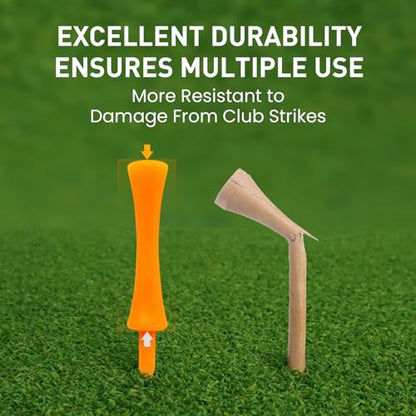 Amy Sport Golf Tees Step Down Plastic Unbreakable 50 Pack Reusable Bulk Professional Height Control Castle Tee for Practice - color: 50 Pack 2 3/4" in Orange