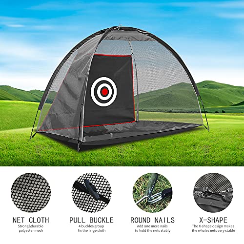 Black Golf Nets for Backyard Golf Practice Net Golf Hitting Net Training Aids with Target Cloth and Carrying Bag