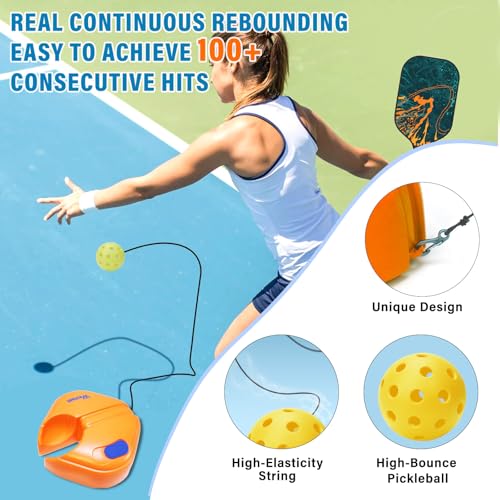 Westant Match Buddy Pickleball Trainer - Pickle Ball Practice Rebounder with 2 Balls, Pickleball Training Aids for Adults, Kids, for Self Practice - color: Orange