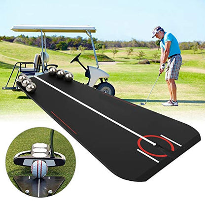 Golf Putting Practicing Device, Golf Putting Trainer with Alignment Line, Compact Indoor Outdoor Training Aid for Accurate Stroke Practice with Steel Balls and Storage