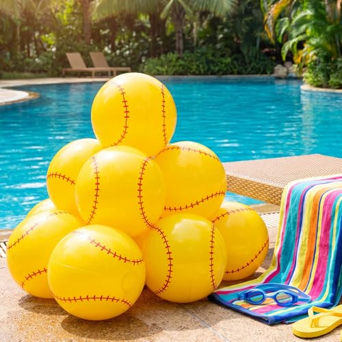 Sosation 8 Pcs Inflatable Sports Balls 16 Inch Inflatable Beach Ball Blow up Sports Party Decorations Swimming Pool Summer Pool Toys for Indoor Outdoor Beach (Baseball) - style: Baseball