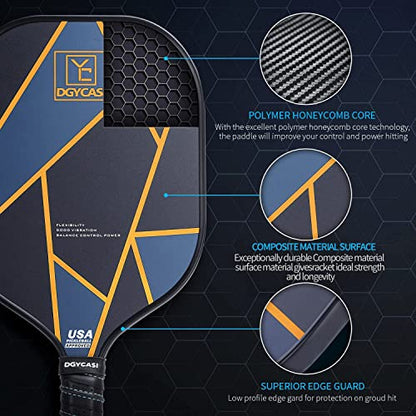 YC DGYCASI Pickleball Paddles Set of 2, USAPA Approved Carbon Fiber Pickleball Set, Lightweight Pickle Ball Rackets 2 Pack, 2 Outdoor Pickleball, 2 Indoor Pickleball, 1 Pickleball Bag - color: Golden