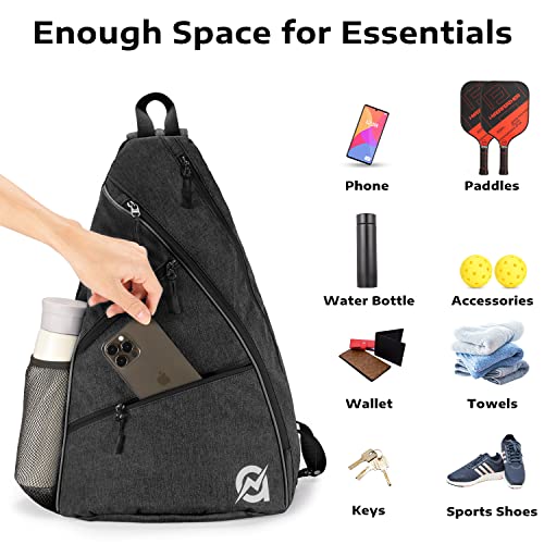 A11N SPORTS Pickleball Bag, Reversible Crossbody Sling Bag/Backpack for Women Men - color: Black