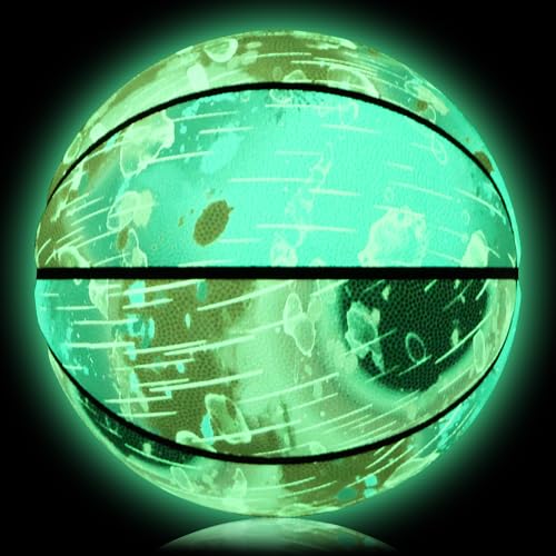 Glow in The Dark Basketball, Glowing PU Leather Basketball, Luminous Training Basketball Size 7 Gift for Men Women, Indoor Outdoor Night Basketball Game