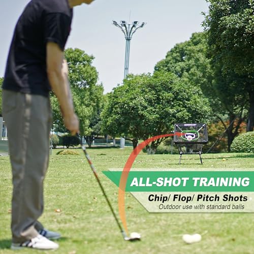 SENSECLUB Foldable Chipping Net & Floating Green, Indoor Golf Practice Chipping Target, Backyard Golf Game & Gifts - style: Pro Net +Mat +Balls