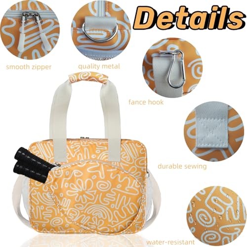 Pickleball Bag for Women, Cute Pickleball Tote Bag Crossbody Sling Paddles Shoulder Bag Large for Sports Gym Duffle - color: Yellow