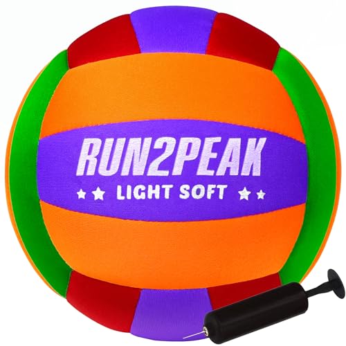 RUN2PEAK Super Soft Light Volleyball - Safe and Quiet Volleyball Ball for Indoor Outdoor Play - Official Size 5 Beginners Volleyballs Trainer for House Yard Beach Training