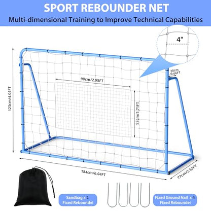 4 x 4 ft Adjustable Multi-Sport Rebounder Net for Soccer, Baseball, and Softball, Training Net for Passing, Throwing, and Ball Control, Portable for Backyard or Field Use
