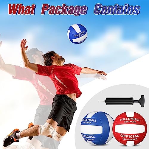 Lenwen 2 Pack Beach Volleyball Official Size 5 for Indoor Outdoor, Waterproof Soft Volleyball with Pump for Adult Beginner Beach Game Gym