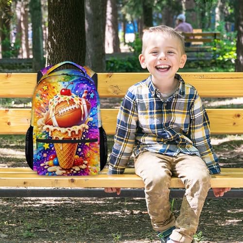 Football Backpack for Boys Kids Back Packs, 17 Inch Teens Schoolbag Sports Bookbag for Elementary Students Lightweight Durable - color: Brown