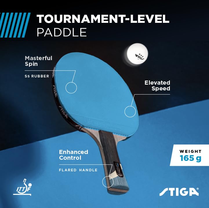 STIGA Pro Carbon + Raptor Performance-Level Table Tennis Rackets with Carbon Technology for Tournament Play - 7-ply Blade with Flared Handles - 2mm Sponge for Enhanced Control and Speed