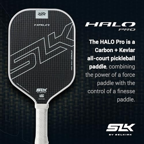 Selkirk Sport SLK Halo Raw Carbon Fiber Pickleball Paddle | Power, Pro and Control Pickleball Paddles | T700, 18K Ultraweave, Aramid Fiber LinkWeave | Designed & Controlled in USA - color: Pro | Black | 2024, size: Max (All - Around Paddle)