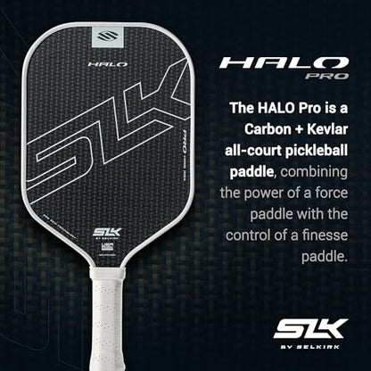 Selkirk Sport SLK Halo Raw Carbon Fiber Pickleball Paddle | Power, Pro and Control Pickleball Paddles | T700, 18K Ultraweave, Aramid Fiber LinkWeave | Designed & Controlled in USA - color: Pro | Black | 2024, size: Max (All - Around Paddle)
