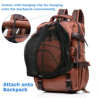 Cosmos Basketball Bag Basketball Backpack - Single Ball Mesh Storage Crossbody Sling Sackpack for Volleyball Soccer Rugby Football Equipment, Sport Bag Organizer for Gym Pool Beach & Travel Essentials