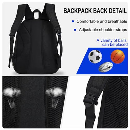 Goloni Youth Soccer Bag,Basketball Bag with Ball Compartment & Shoe Compartment,Backpack for Football Volleyball Basketball - color: Black