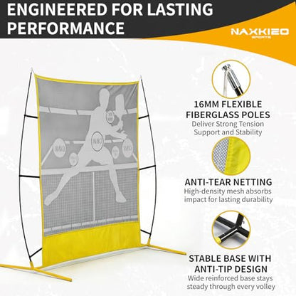 2026 Upgraded Pickleball Practice Rebounder Net, 6FT Pickleball Training Equipment with Metal Frame, Pickle Ball Rebounder for Outdoor Indoor, Pickle Ball Trainer for Dink Volley Training