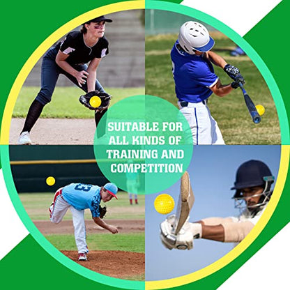 Deekin 24 Pcs Yellow Dimpled Baseball 9 Inch Pitching Machine Baseball Practice Foam Sport Game Ball for Indoor Outdoor Pitching Machine Practice, 2 Dozen