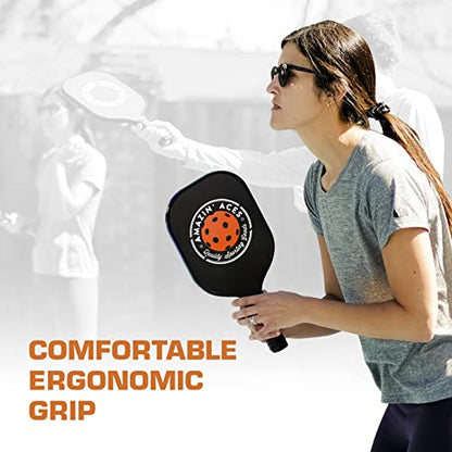 Amazin' Aces Graphite Pickleball Paddles Set - Single, 2 or 4 Paddles, Honeycomb Polymer Core with Comfy Cushion Grip - Varying Accessories Including Pickleballs, Pickleball Bag & Paddle Cover