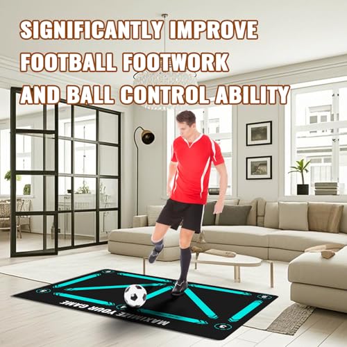 Soccer Training Equipment,Soccer Training Mat Improve Strength,Agility and Coordination,Anti-Slip Silent Absorption Soccer Footwork Training Mat,Soccer Trainer for Indoor/Outdoor Drills - style: Professional Set 47*31 IN