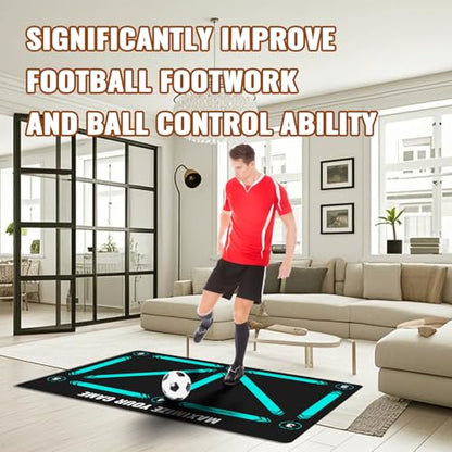 Soccer Training Equipment,Soccer Training Mat Improve Strength,Agility and Coordination,Anti-Slip Silent Absorption Soccer Footwork Training Mat,Soccer Trainer for Indoor/Outdoor Drills - style: Professional Set 47*31 IN
