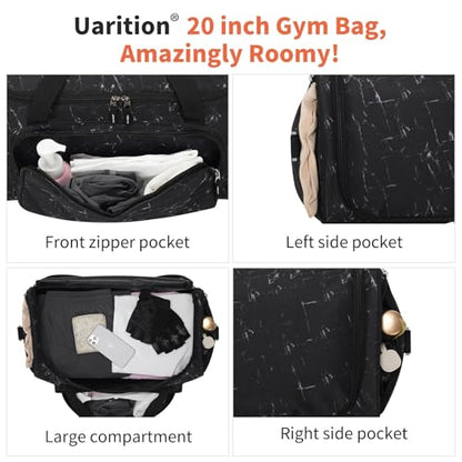 Uarition Men's Large Duffle Bag, 55L Heavy Duty Gym Bag for Sports, Workout, and Travel - Durable Duffel Gear Bag in Marble Black - color: Marble Black