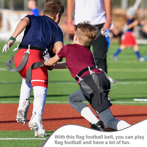 Junkin 6/8/10 Players Flag Football Sets Adjustable Football Belts and Flags for Youths Teens Kids Adults Players Sports Team - color: Grey