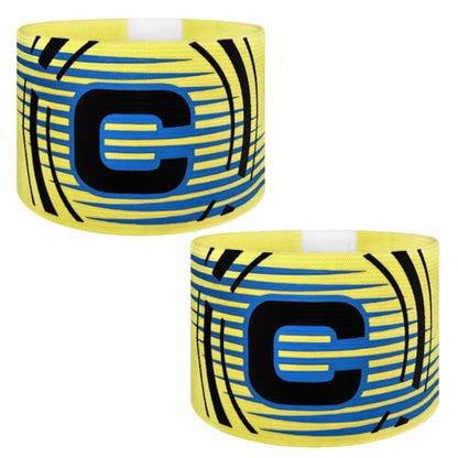 Soccer Captain Armband, 2Pcs Sports Captain Armbands Elastic Protective Arm Badge Adjustable Football Basketball Player Bands Adult Women Men - style: arc-yellow