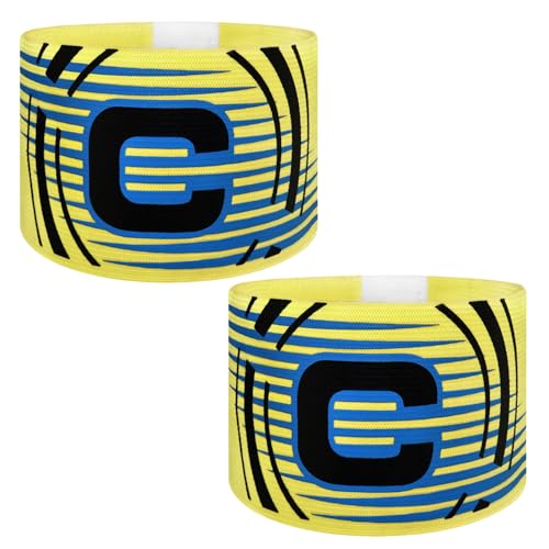 Soccer Captain Armband, 2Pcs Sports Captain Armbands Elastic Protective Arm Badge Adjustable Football Basketball Player Bands Adult Women Men - style: arc-yellow