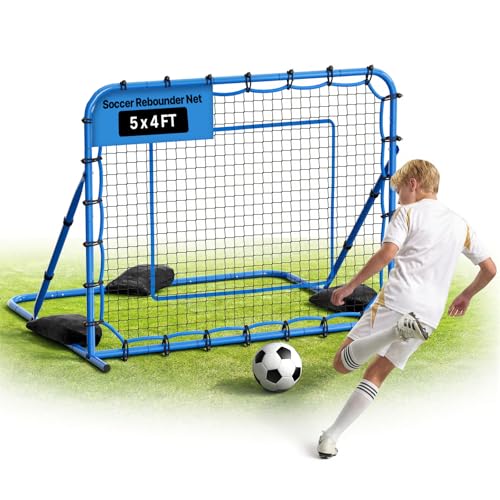 VEVOR Soccer Rebounder Net, Quick-Switch Angle Soccer Goal Rebounder for Control, Passing Practice, Heavy-Duty Iron Frame & PE Net, Easy Setup Ball Training Equipment for Teens&Adults