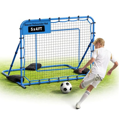 VEVOR Soccer Rebounder Net, Quick-Switch Angle Soccer Goal Rebounder for Control, Passing Practice, Heavy-Duty Iron Frame & PE Net, Easy Setup Ball Training Equipment for Teens&Adults